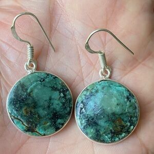 Beautiful African Turquoise 925 Sterling Silver Earrings